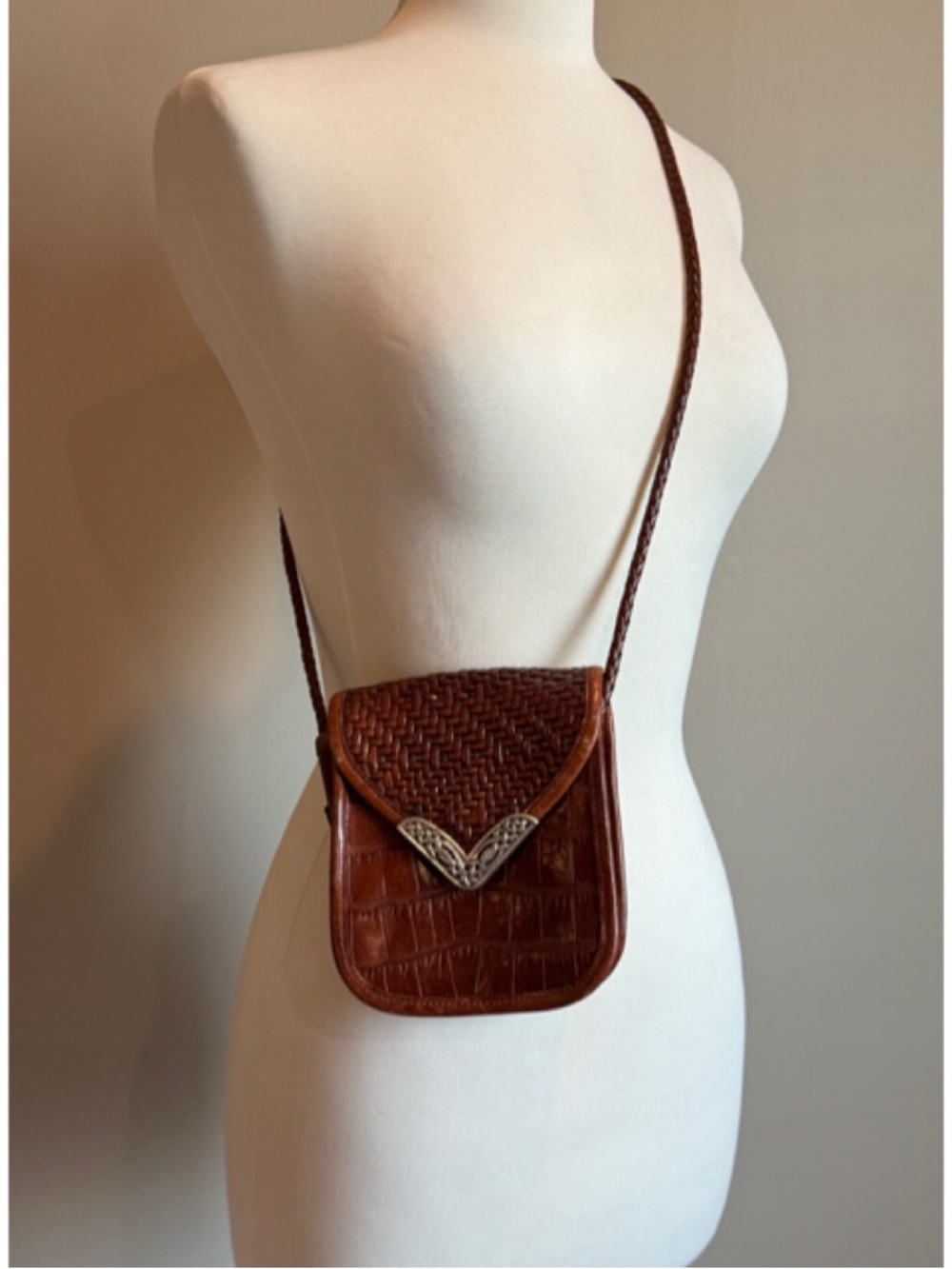 ✨Brighton Brown Weaved Leather Crossbody Bag Purse